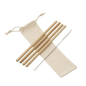 Kit Canudos de Bambú com Escova de Limpeza