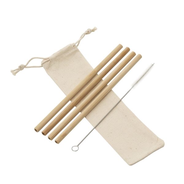 Kit Canudos de Bambú com Escova de Limpeza